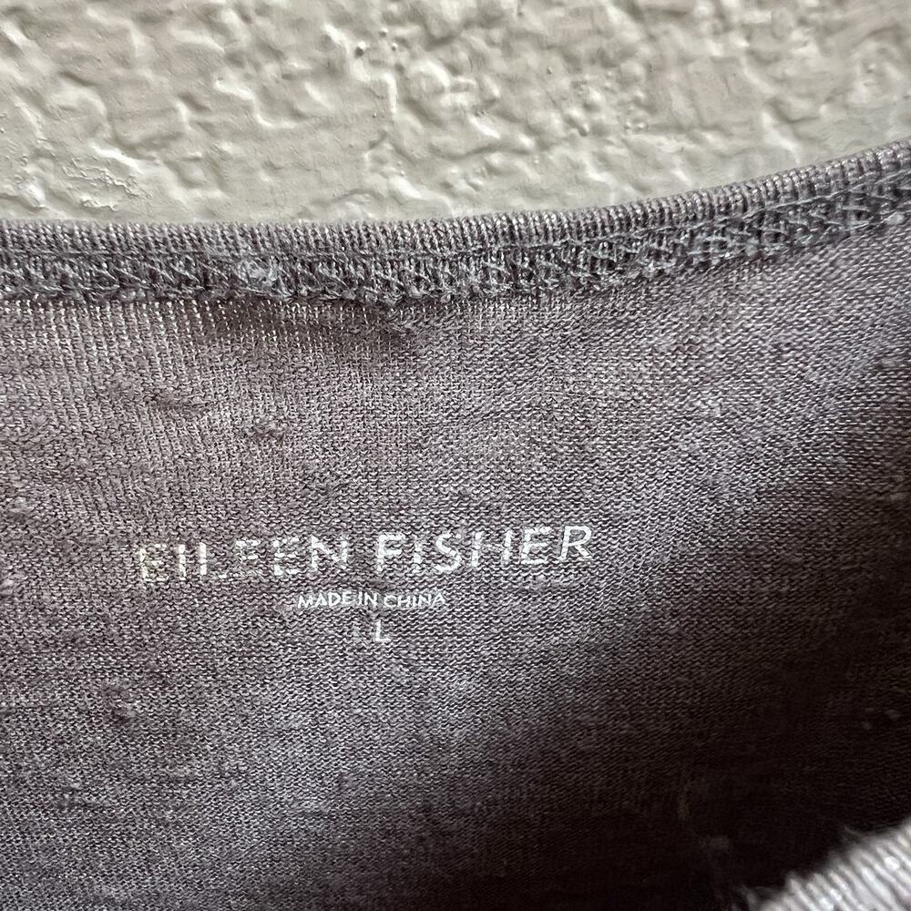 Eileen Fisher Organic Linen Sz L Shimmer Tank Top Tunic Metallic Silver Gray - Picture 3 of 5